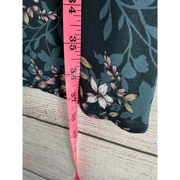 Velvet by Graham & Spencer Long Sleeve Keyhole Floral Slip Dress Women's M Green - Picture 12 of 16